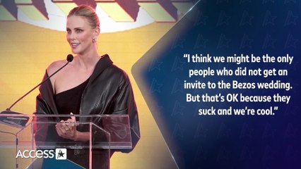 Charlize Theron Jokes About Not Getting Jeff Bezos & Lauren Sanchez Wedding Invi