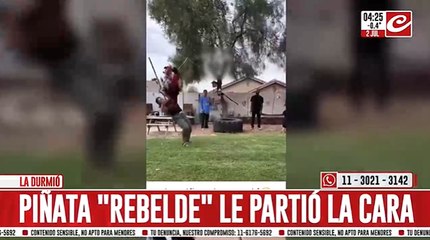 Quiso romper la piñata... ¡y la piñata la rompió a ella!