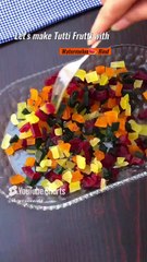 Homemade Tutti Frutti Recipe with Watermelonð Rind #Shorts #colorcandy #tuttifruti