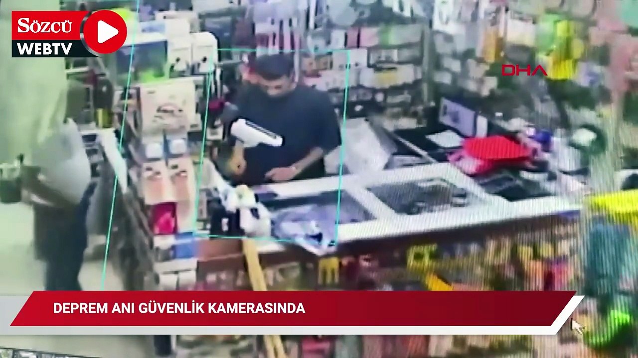 Deprem anı güvenlik kamerasında