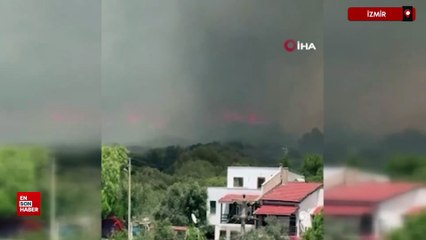 İzmir'de yangın Çeşme'ye sıçradı: Yangına müdahale sürüyor