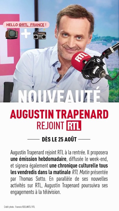 L'arrivée d'Augustin Trapenard sur RTL mise en image par François Roelants, le mari de Marc-Olivier Fogiel