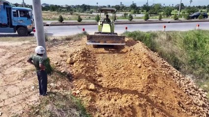 Bulldozer & Dump Truck Working Landfill 25 X 35 Meter - This Is Video Development City In Cambodia