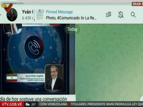 Canciller Yván Gil sostuvo conversación con su homólogo iraní Abbas Araghchi