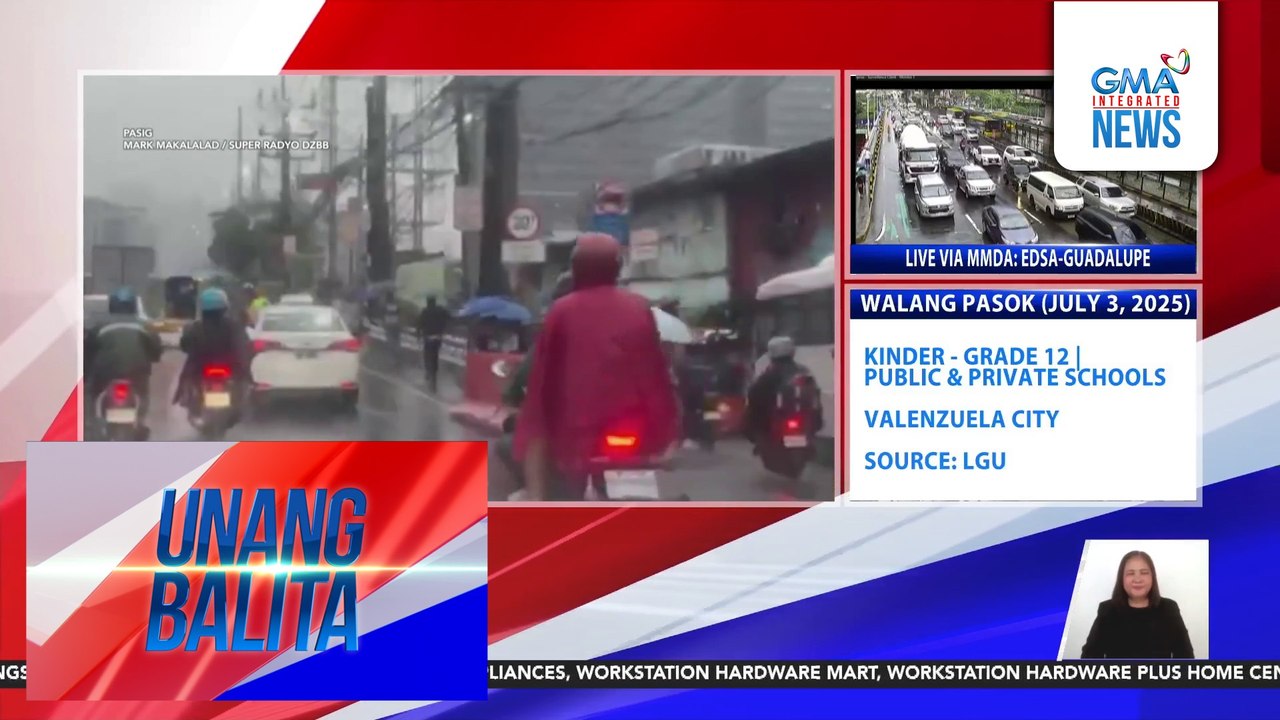 Mga commuter sa Ortigas Ave., nahihirapang sumakay dahil sa malakas na ulan | Unang Balita