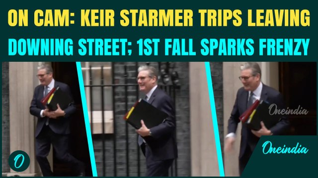 UK PM Keir Starmer Stumbles Leaving Downing Street; Viral Video Shows Starmer's FIRST FALL | Watch