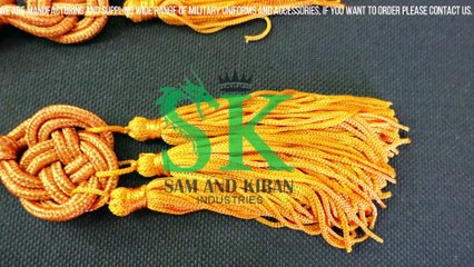 Priest's cincture with three rosette tripolin bows mint gold, Priest rope cincture gold