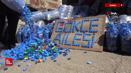 Bursa'da 3 yılda topladığı 2 milyon kapakla ihtiyaç sahiplerine destek oldu