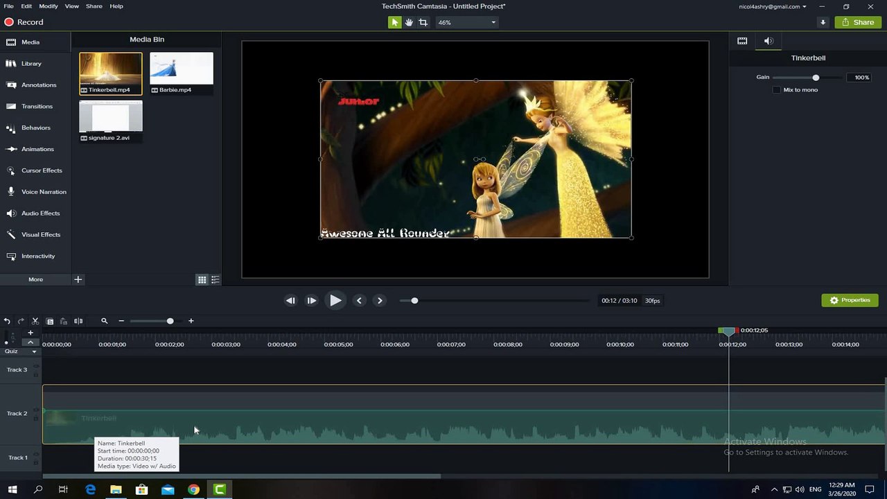 Fade in and fade out in Camtasia studio