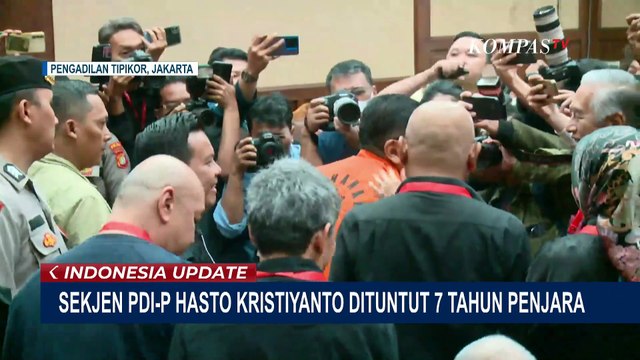 Ekspresi Sekjen PDI-P Hasto Kristiyanto Dituntut 7 Tahun Penjara Kasus Harun Masiku | iNDO UPDATE