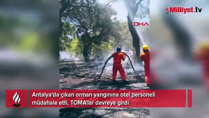 Antalya'da orman yangını! Otel personeli müdahale etti