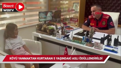 Köyü yanmaktan kurtaran 5 yaşındaki Aslı ödüllendirildi
