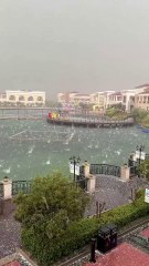 Massive hailstones hit the water surface
