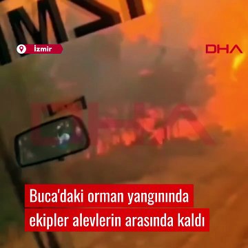 Yangına müdahale eden ekip alevlerin arasında kaldı