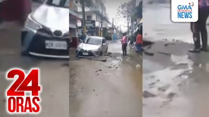 Kotse, nasira nang sumabog ang mainline ng Maynilad; ilang taga-Alabang, nawalan ng water supply | 24 Oras