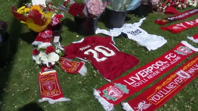 Flowers laid at Anfield as fans mourn Jota's death