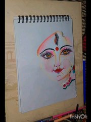 , durga ma drawing,oil pastels drawing