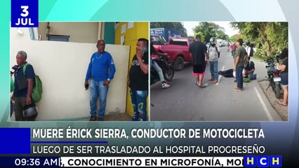 En el hospital muere motociclista que impactó con vehículo en El Progreso