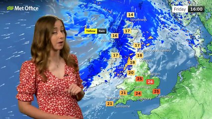 Met Office Thursday evening weather forecast.