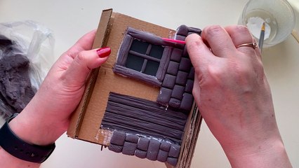DIY Miniature House from Cardboard and Clay _ Easy & Cute Handmade Home Decor