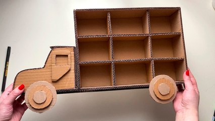 DIY Cardboard Toy Truck Shelf _ Easy Car Storage for Kids