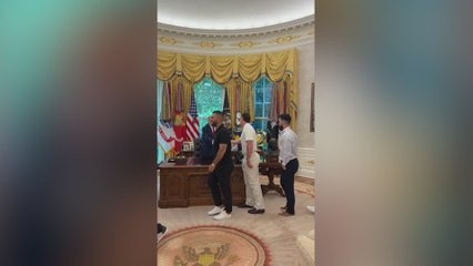 Trump welcomes the Boston Red Sox to the Oval Office