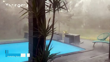 A wet downburst causes chaos in Bagard, France! Violent wind gusts of over 100 km/h have caused significant material damage