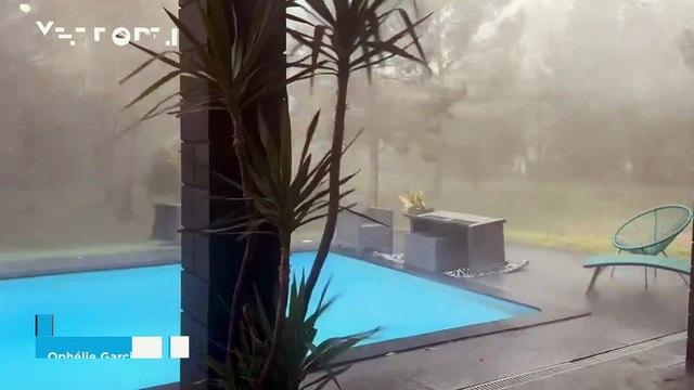 A wet downburst causes chaos in Bagard, France! Violent wind gusts of over 100 km/h have caused significant material damage