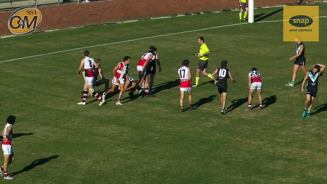 The Saints' Ryley Sharp kicks a superb goal