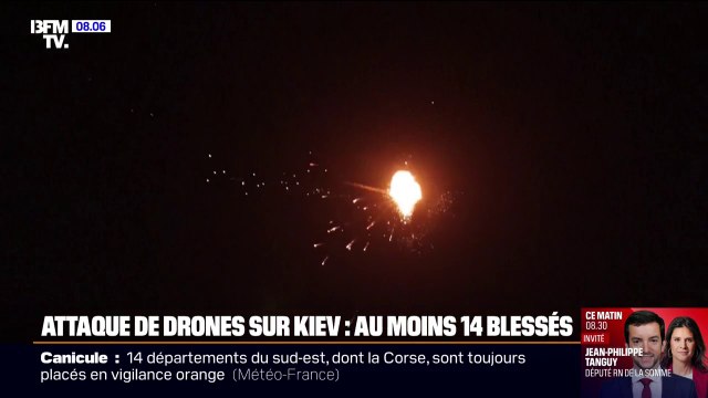 Au moins 14 personnes blessées après une attaque de drones russes sur Kiev
