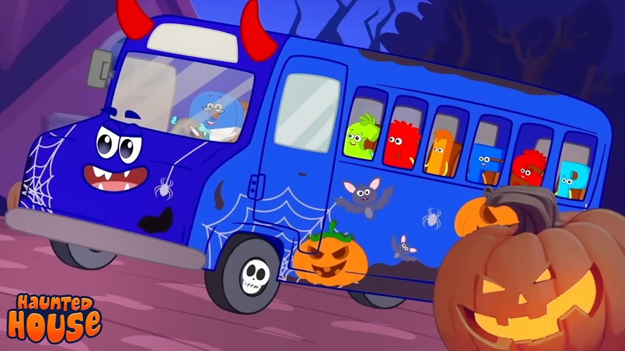 Halloween Wheels on the Bus 👻 | Haunted House Nursery Rhymes for Kids | Spooky Songs in 4K