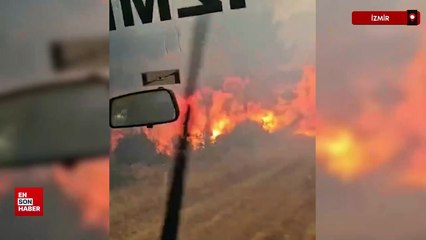 Buca’daki orman yangınında OGM ekibi alevlerin arasında kaldı