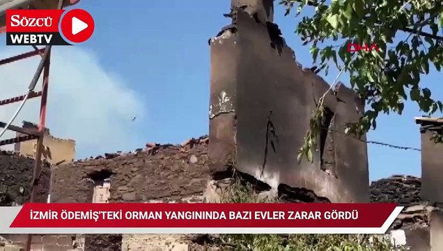 İzmir Ödemiş'teki orman yangınında bazı evler zarar gördü
