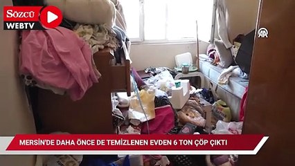 Daha önce 3 kez temizlenen çöp evden 6 ton daha çöp çıktı