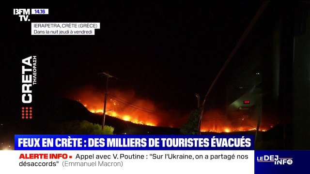Crète: des milliers de touristes évacués face aux incendies