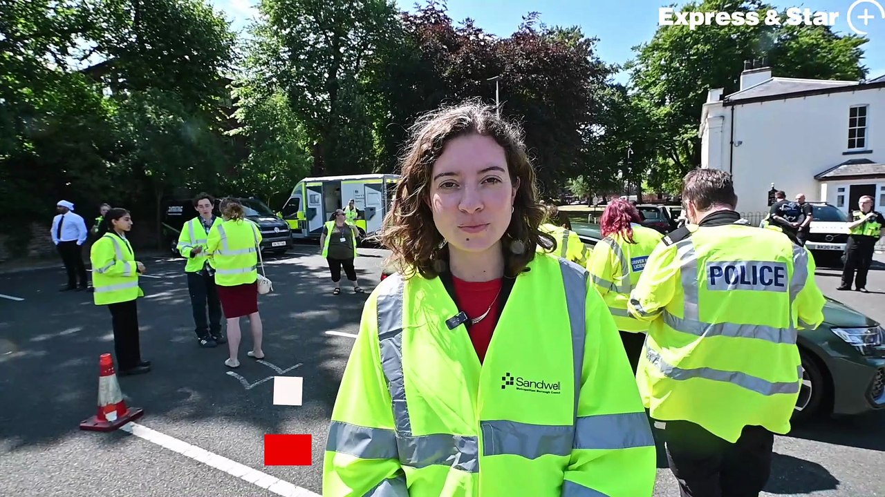 Sarah Coombes, MP for West Bromwich visits a police vehicle check operation in the town centre.