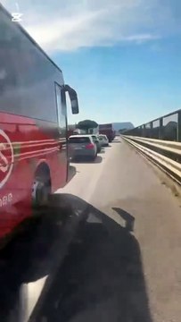 Lunghe code sull'autostrada A19 Palermo-Catania