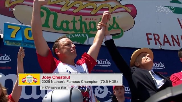 Joey Chestnut Wins His 17th Nathan’s Famous Hot Dog Eating Contest in Return Performance: 'I Love Pushing Myself'