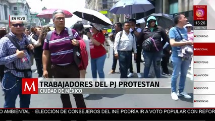 Empleados del Poder Judicial realizan manifestación en Eje Central, CdMx