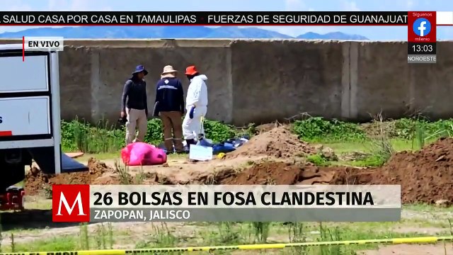 Localizan 26 bolsas con restos humanos en fosa clandestina de Zapopan