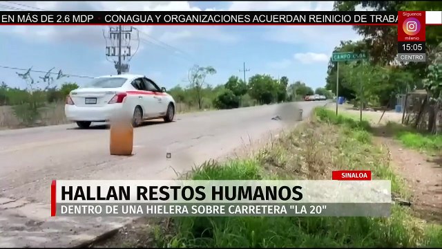 Sobre la carretera La 20 de Sinaloa encuentran una hielera con restos humanos