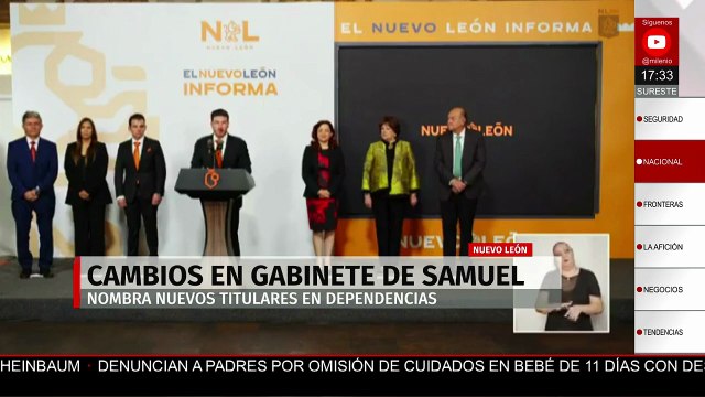 El gobernador de Nuevo León, Samuel García comunicó cambios en su gabinete