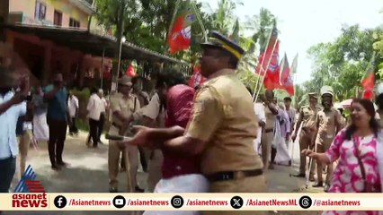 ആരോഗ്യമന്ത്രിക്കെതിരെ BJP, പത്തനംതിട്ടയിലെ വസതിയിലേക്ക് നടത്തിയ മാർച്ചിൽ സംഘർഷം