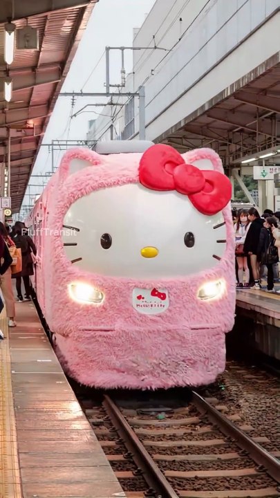 Hello Kitty Themed  train 🎀 Would you like to ride_ #train #hellokitty #cute #funny