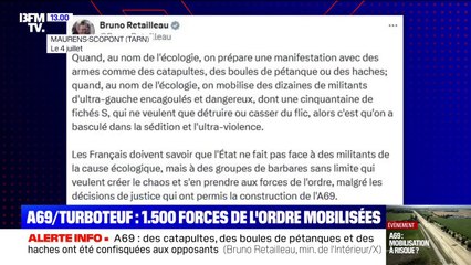 Mobilisation anti-A69: pour Bruno Retailleau, les opposants ont "basculé dans la sédition et l'ultra-violence"