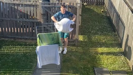 Husband channels his inner child and turns laundry chore into a laugh fest
