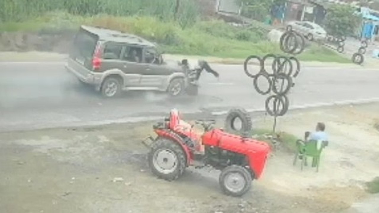 Caught on CCTV: Speeding SUV car rams scooter in UP, rider dies