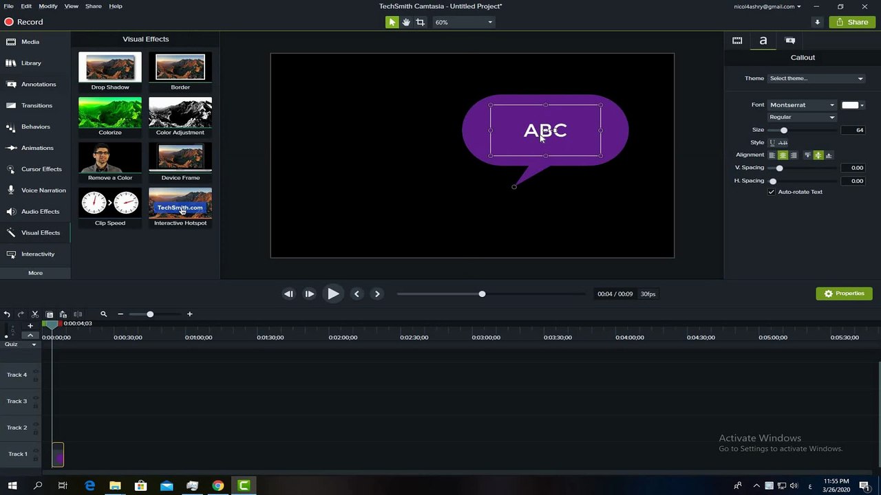 General text formatting in Camtasia studio
