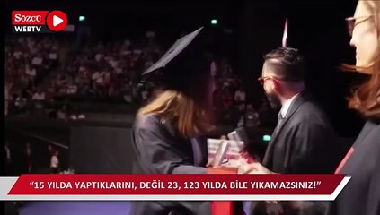 Mezun olan gençten Atatürk pankartı '15 yılda yaptıklarını değil 23, 123 yılda yıkamazsınız'