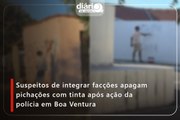 Suspeitos de integrar facções apagam pichações com tinta após ação da polícia em Boa Ventura
